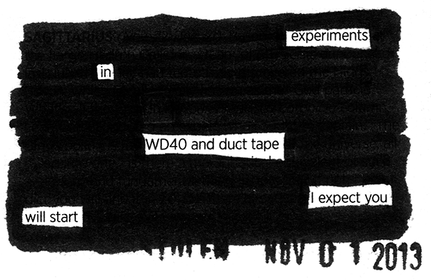 WD40 and Duct Tape - blackout poem by Jodi Hersh