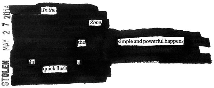 In the Zone - blackout poem