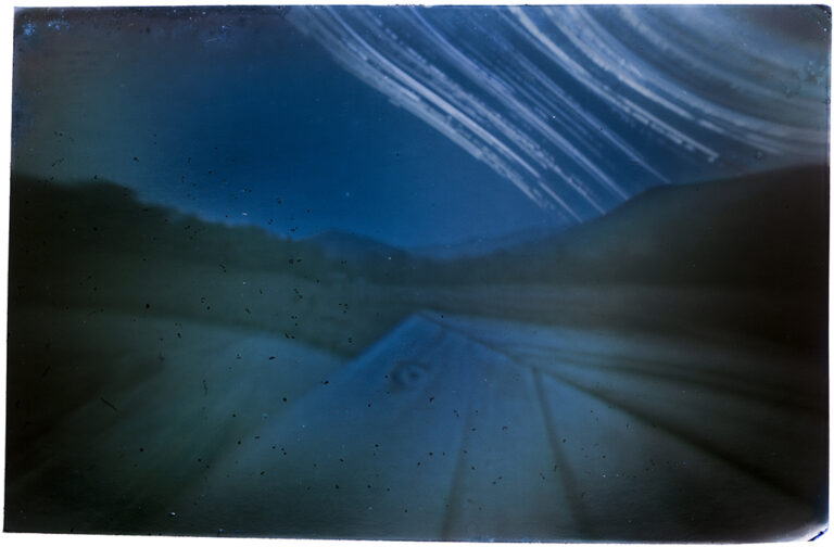 Pinhole solargraph photo. >6month exposure, Weaverville, NC.